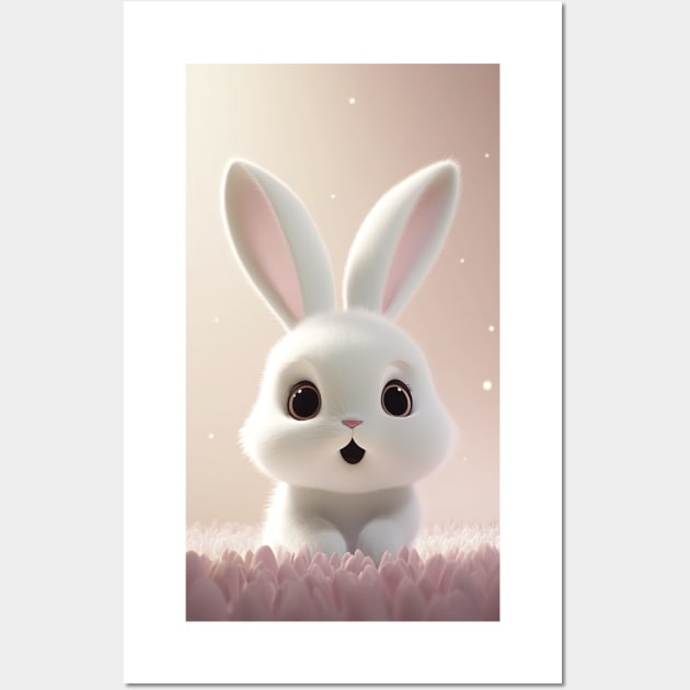 Cute white rabbit Wall Art by Maverick Media